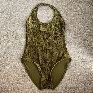 Olive Velvet Yumiko Leotard